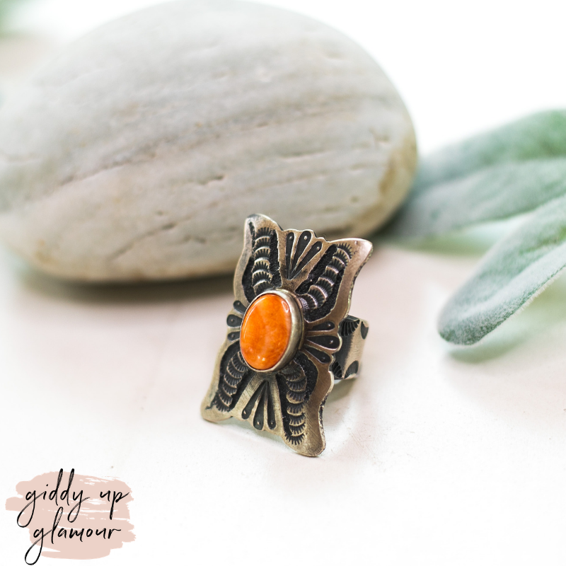 genuine handmade handcrafted sterling silver ring with kingman turquoise ring squash blossom turqouise and co heritage style shawn cayatino caynieto