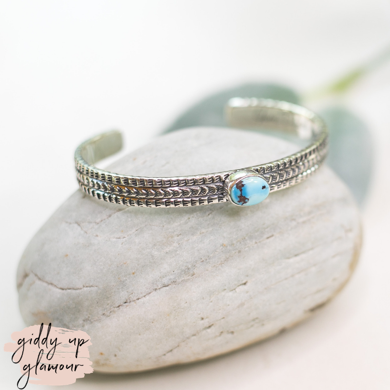 jude delgarito genuine authentic handmade handcrafted navajo zuni nations native american golden hills mined turquoise cuff bracelet heritage style turquoise and co