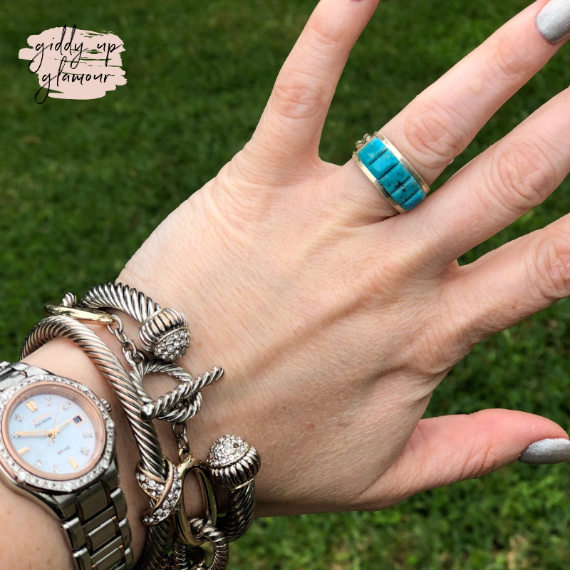 Victor Thompson | Genuine Navajo Handmade Sterling Silver and Turquoise Band Ring