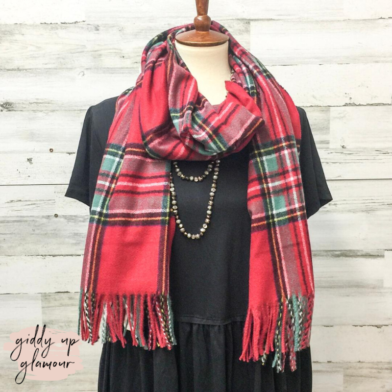 Plaid Scarf in Red