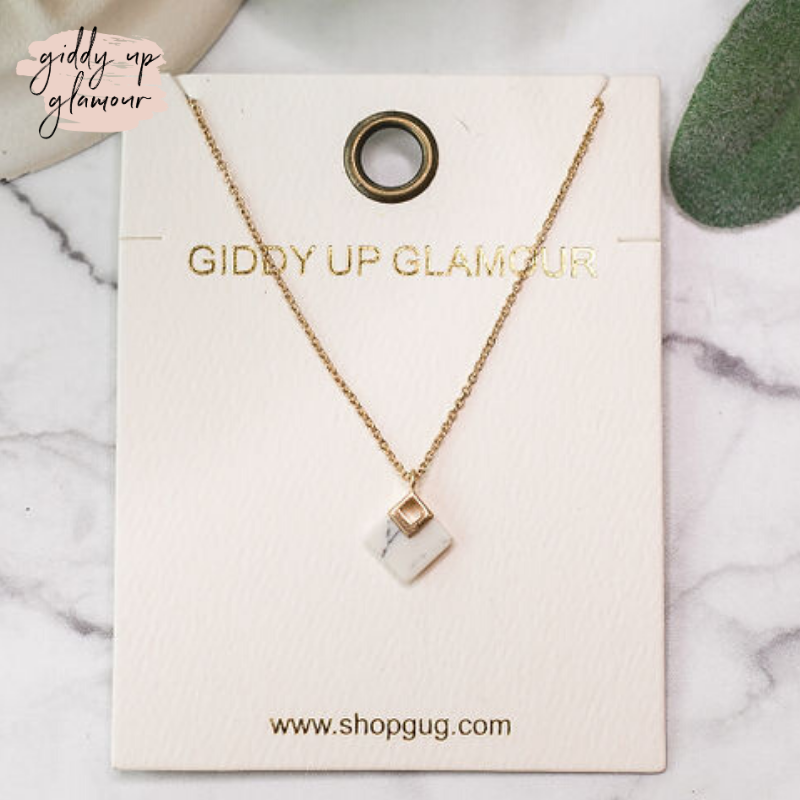 6MM Diamond Stone Necklace in White Buffalo - Giddy Up Glamour Boutique