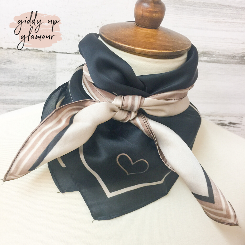 Color Block and Triangle Silky Scarf in Neutrals - Giddy Up Glamour Boutique