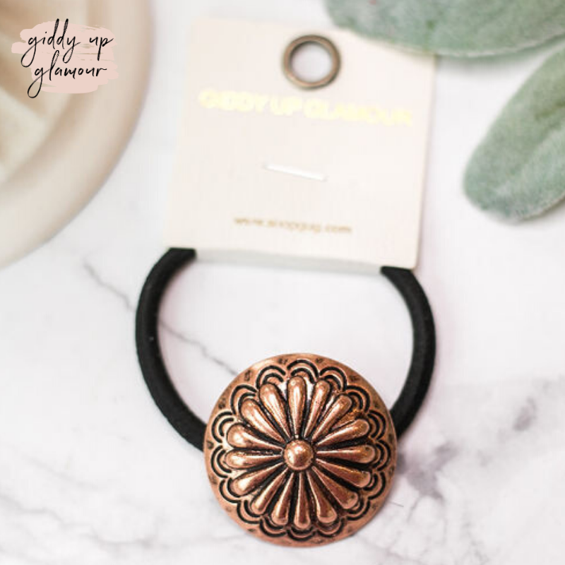 Copper Tone Concho Hair Tie - Giddy Up Glamour Boutique