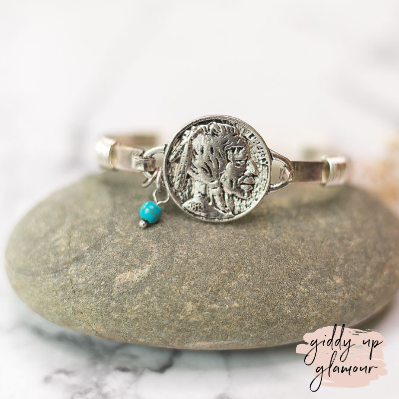 Buffalo Nickel Wire Bracelet in Silver - Giddy Up Glamour Boutique
