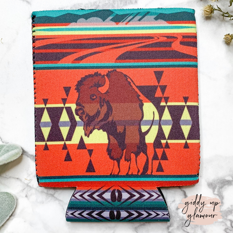Navajo Buffalo Koozie - Giddy Up Glamour Boutique