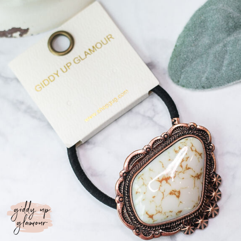 Copper and White Stone Hair Tie - Giddy Up Glamour Boutique