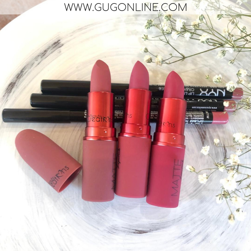 Mallory's Lipstick Trio | Lip Liner & Lipstick Trio Pack in Pink Mauve Shades - Giddy Up Glamour Boutique
