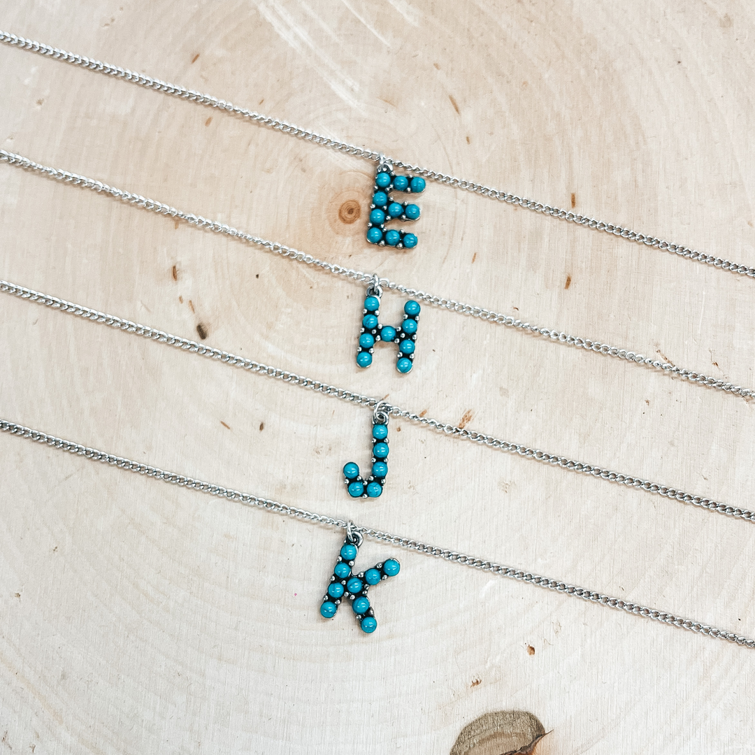Mini Western Turquoise Initial Necklaces - Giddy Up Glamour Boutique
