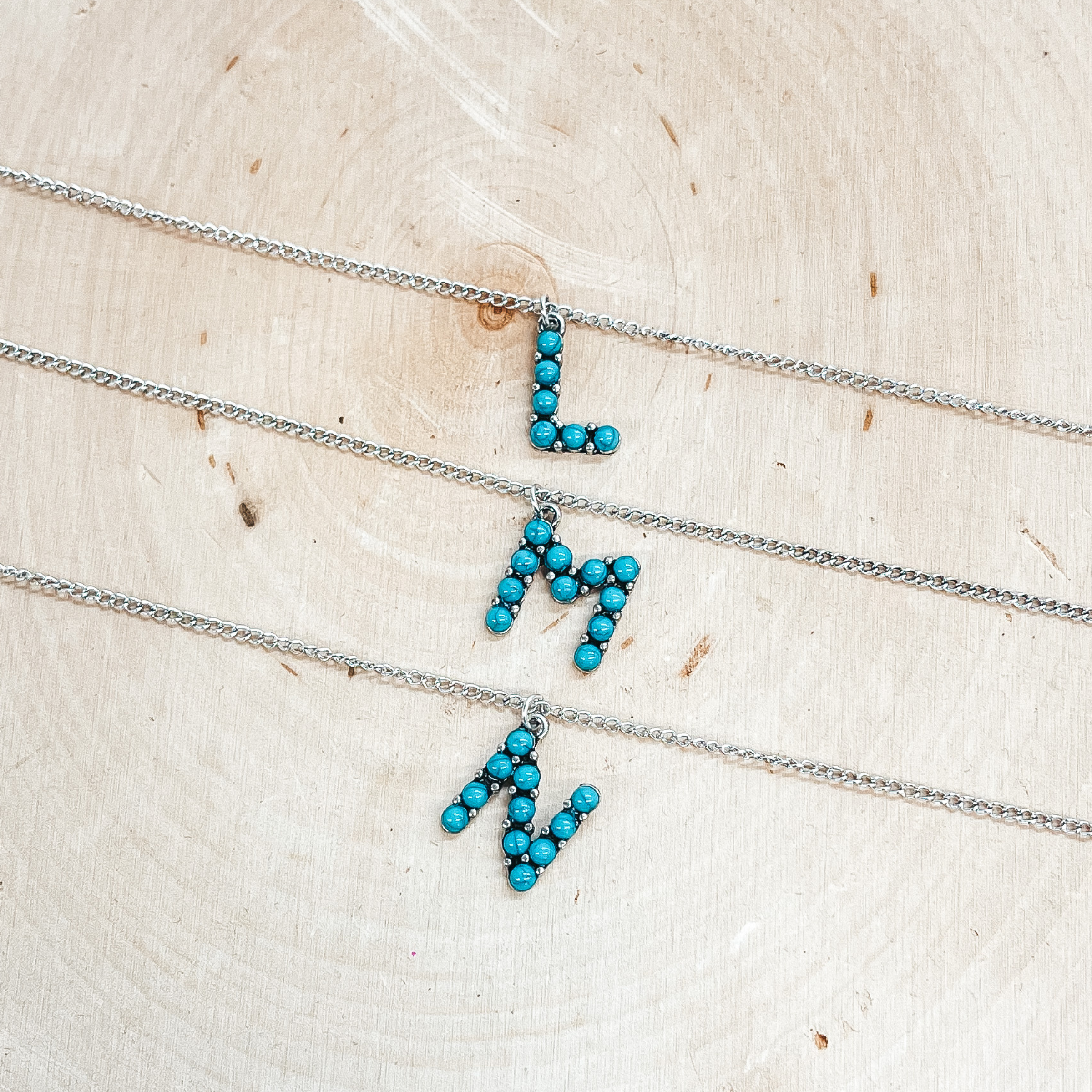 Mini Western Turquoise Initial Necklaces - Giddy Up Glamour Boutique