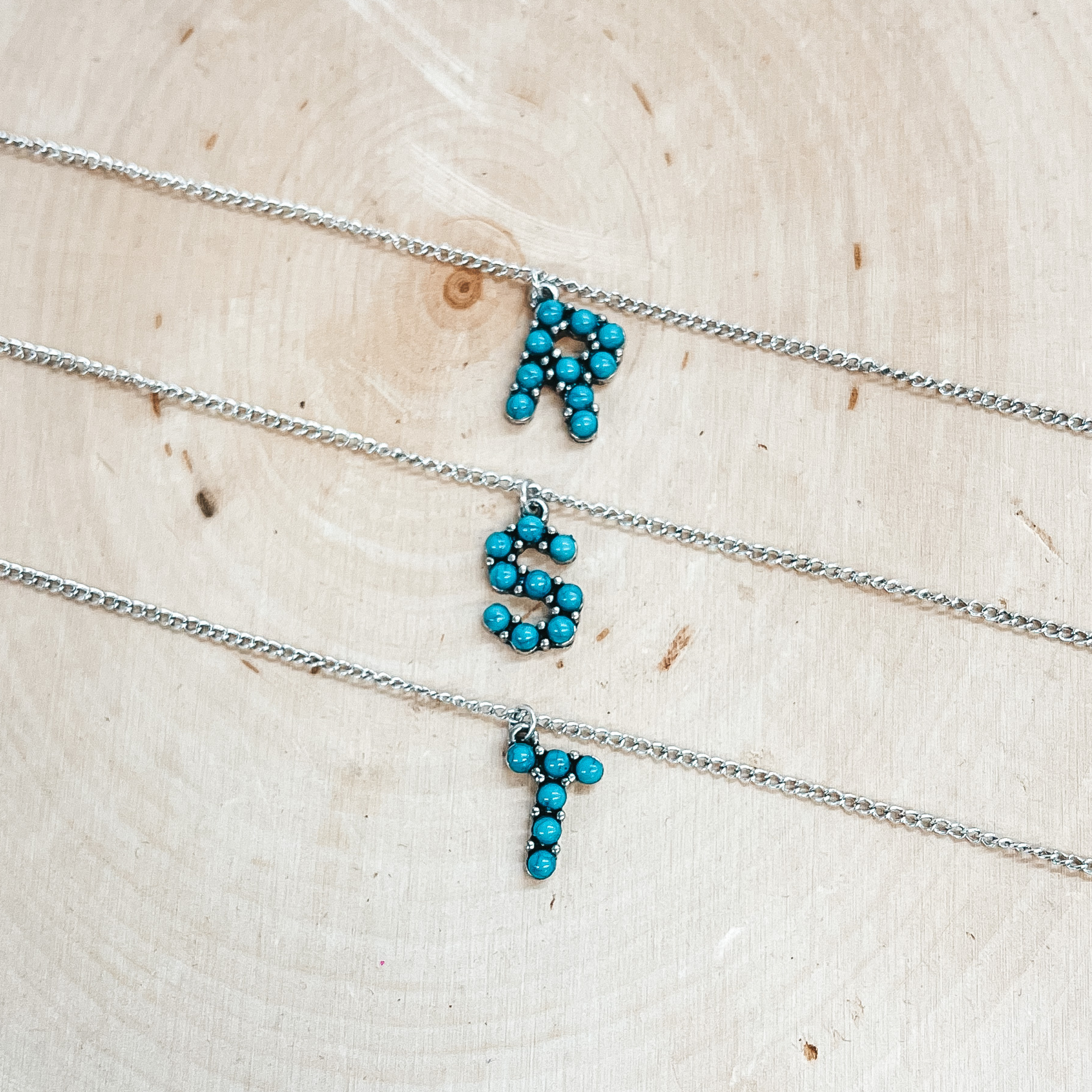 Mini Western Turquoise Initial Necklaces - Giddy Up Glamour Boutique