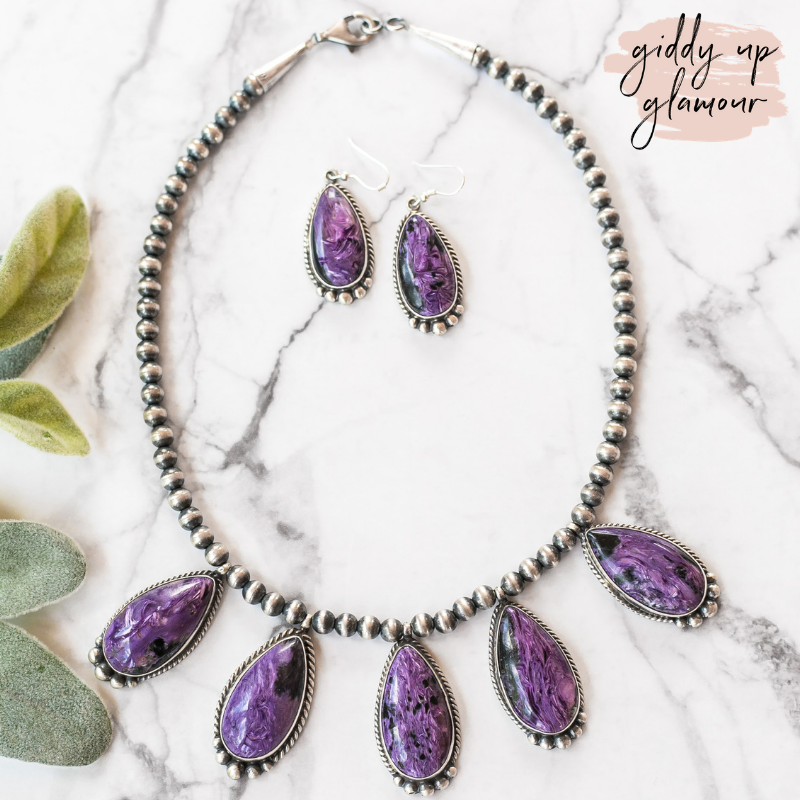 Robert Shakey | Navajo Handmade Chariote & Navajo Pearl Bib Necklace + Matching Earrings - Giddy Up Glamour Boutique