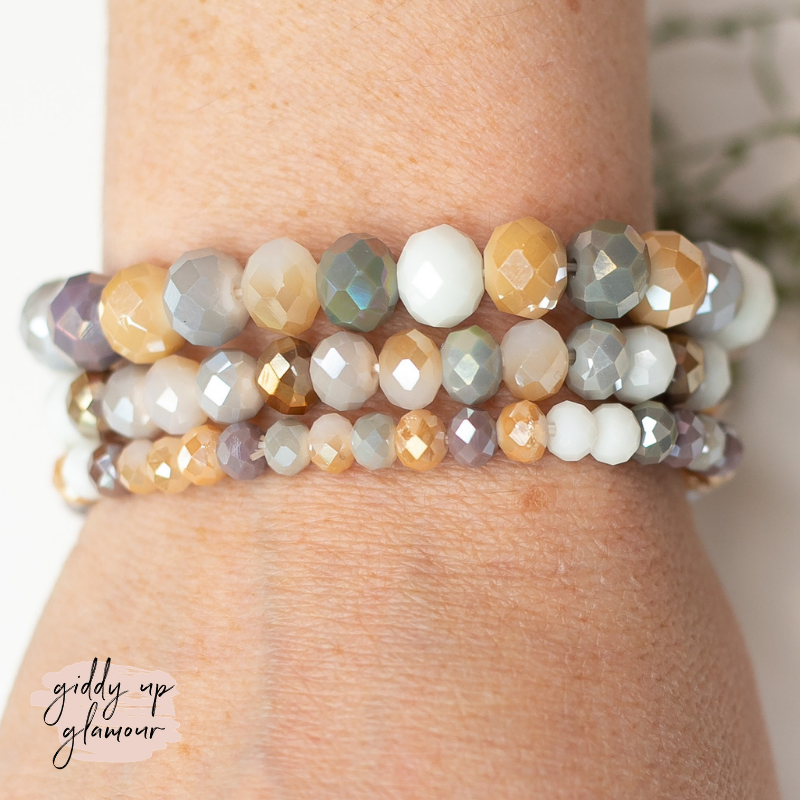 Set of Three Crystal Bracelets in Cool Multi - Giddy Up Glamour Boutique