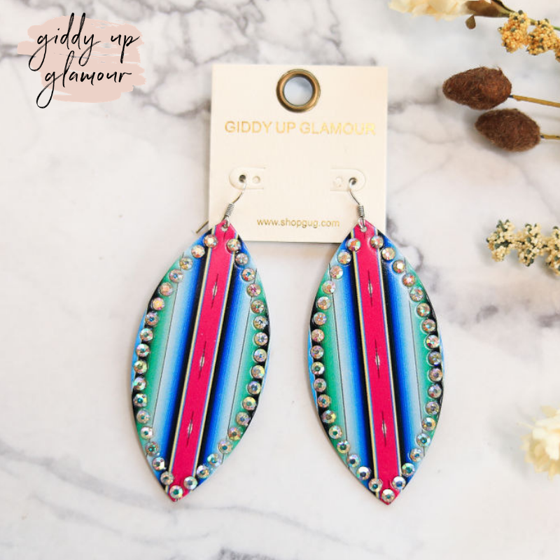 Free Bird Feather Shape Earrings in Serape - Giddy Up Glamour Boutique