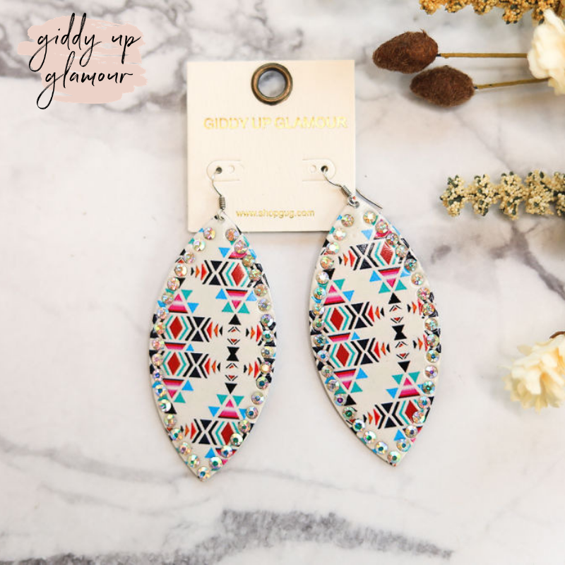 Free Bird Feather Shape Earrings in Multi Color Aztec - Giddy Up Glamour Boutique