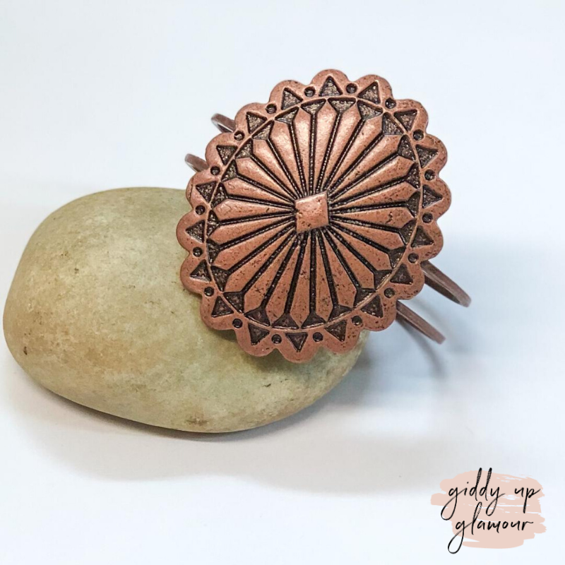 Western Oval Hinge Bracelet in Copper Bronze - Giddy Up Glamour Boutique