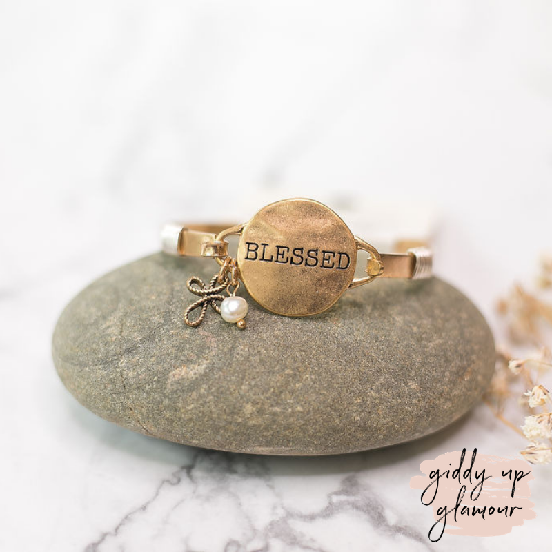 Blessed Gold Wire Bracelet - Giddy Up Glamour Boutique