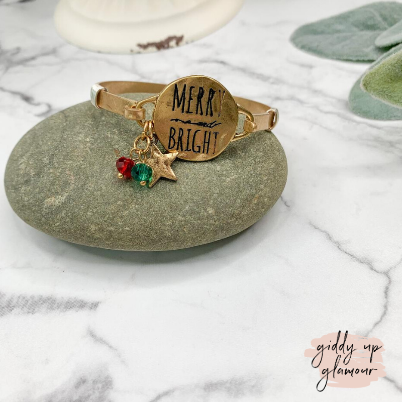 Merry and Bright Gold Wire Bracelet - Giddy Up Glamour Boutique