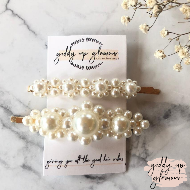 The Classy Touch Set | Set of 2 Pearl Hair Clips - Giddy Up Glamour Boutique