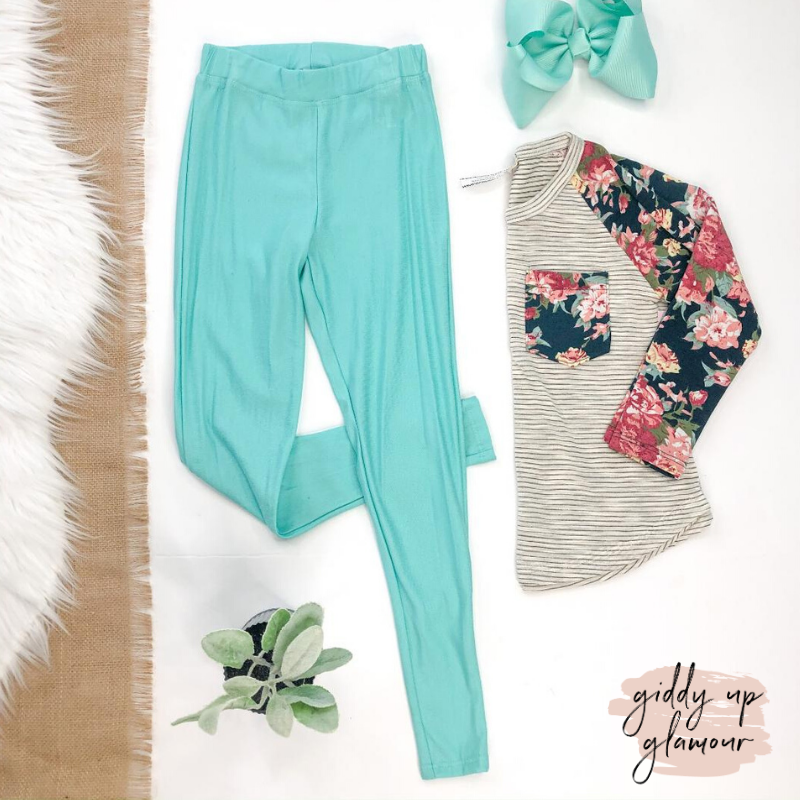 Children's | Brighter Approach Leggings in Mint - Giddy Up Glamour Boutique