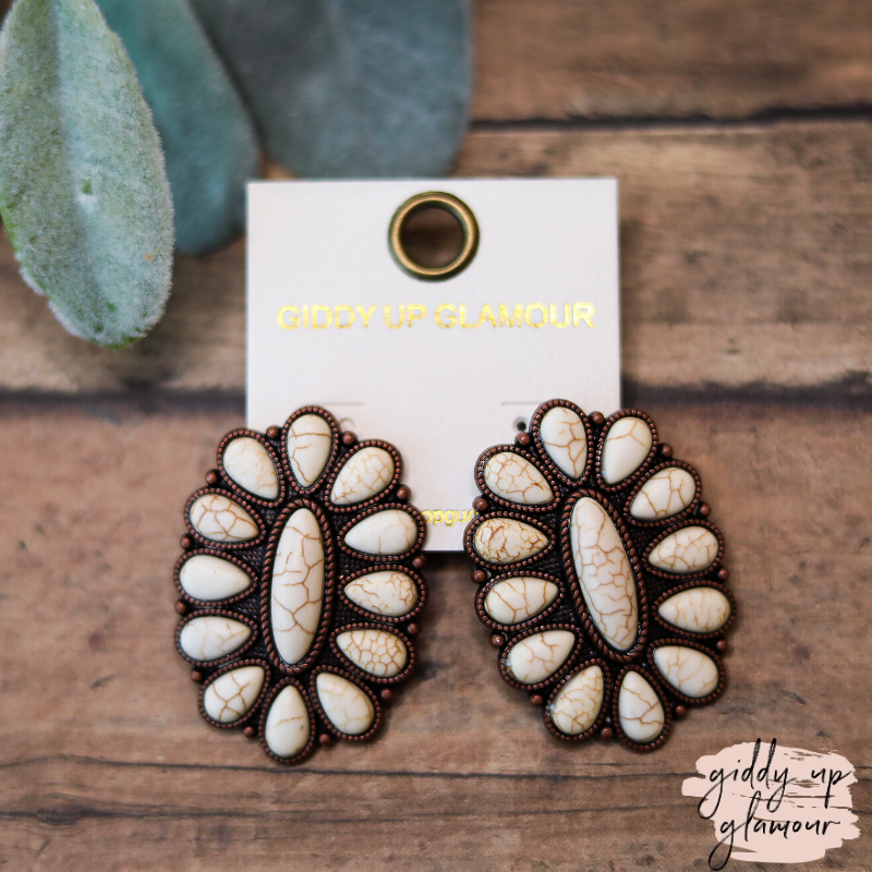 Oval Cluster Earrings in Ivory - Giddy Up Glamour Boutique