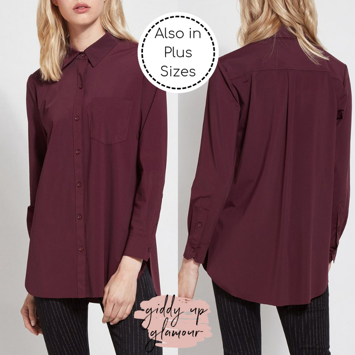 Online Exclusive | Lysse Schiffer Button Down Dress Shirt in Fig (Plum Purple) - Giddy Up Glamour Boutique