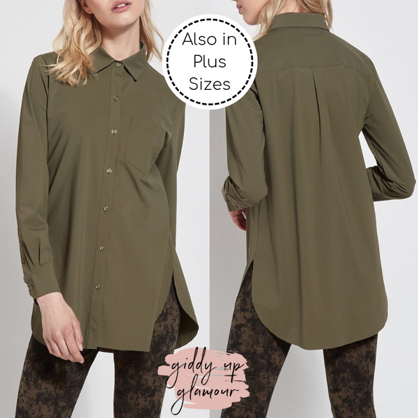Online Exclusive | Lysse Schiffer Button Down Dress Shirt in Olive Green