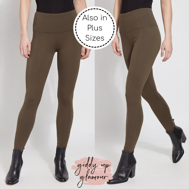 Online Exclusive | Lysse Signature Center Seam Ankle Length Leggings in Olive Green - Giddy Up Glamour Boutique