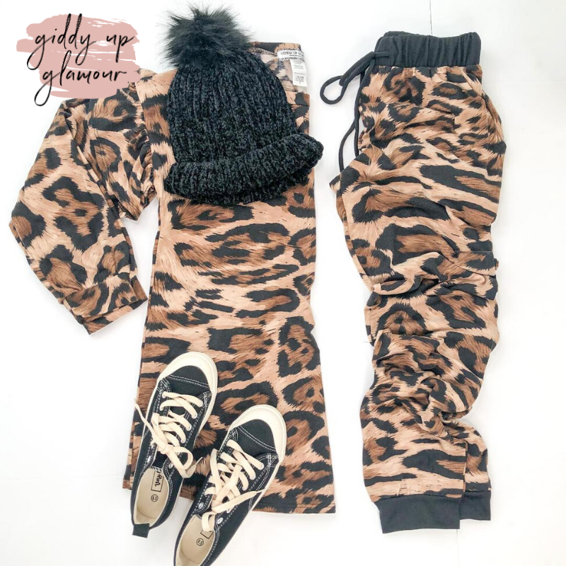 Cozy and Cool Leopard Print Jogger Pants with Drawstring Waist - Giddy Up Glamour Boutique