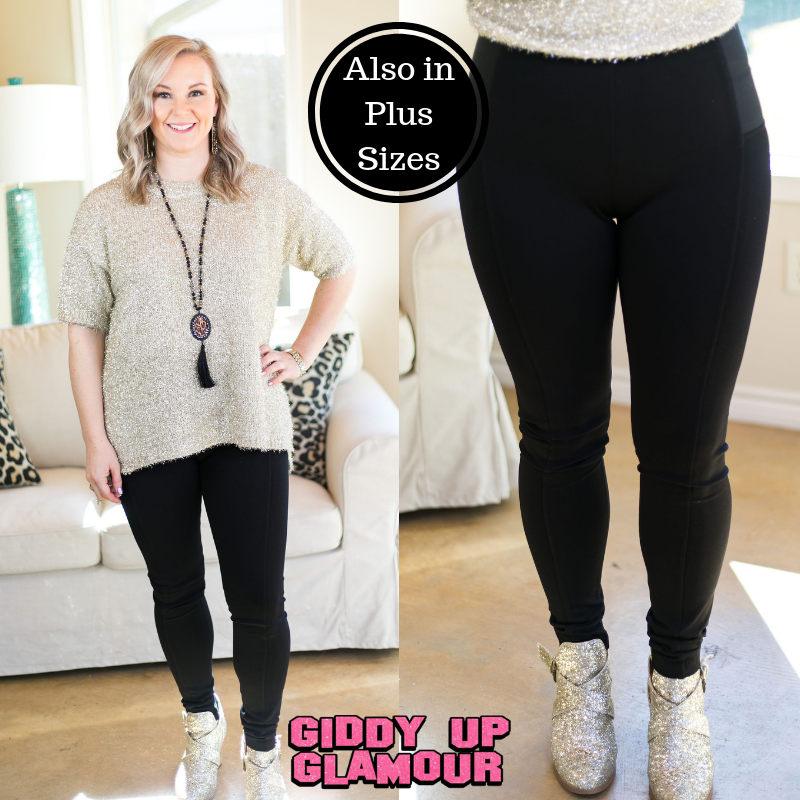 Last Chance Size Small | Gossip Girl Ponte Leggings in Black - Giddy Up Glamour Boutique