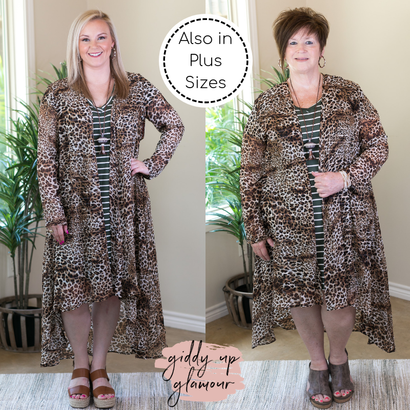 Highs and Lows Sheer Cheetah Print Duster Kimono - Giddy Up Glamour Boutique