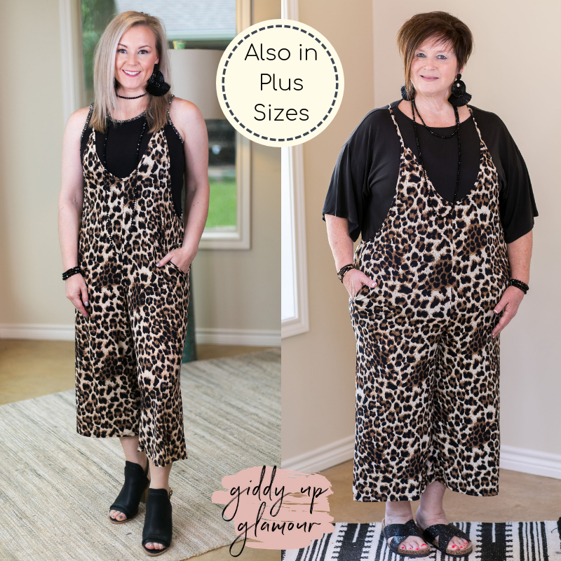 Heimish all she wrote Women's trendy plus size boutique clothing affordable curvy girl fashion full figured jumpsuit jumper romper overisized wide leg travel outfit blogger Instagram influencer leopard cheetah pockets
