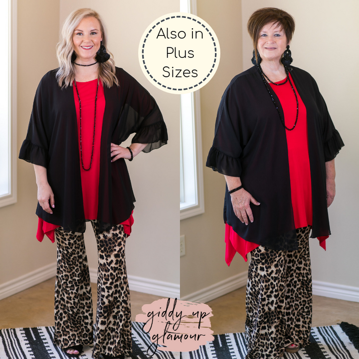 women's missy curvy girl fashions plus size kimono duster cover up boutique trendy sheer black