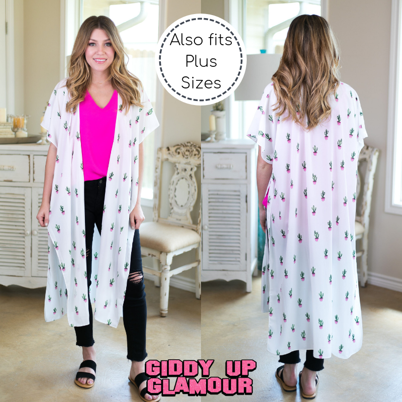 women's plus size kimono duster cover up boutique trendy sheer cactus buddy love