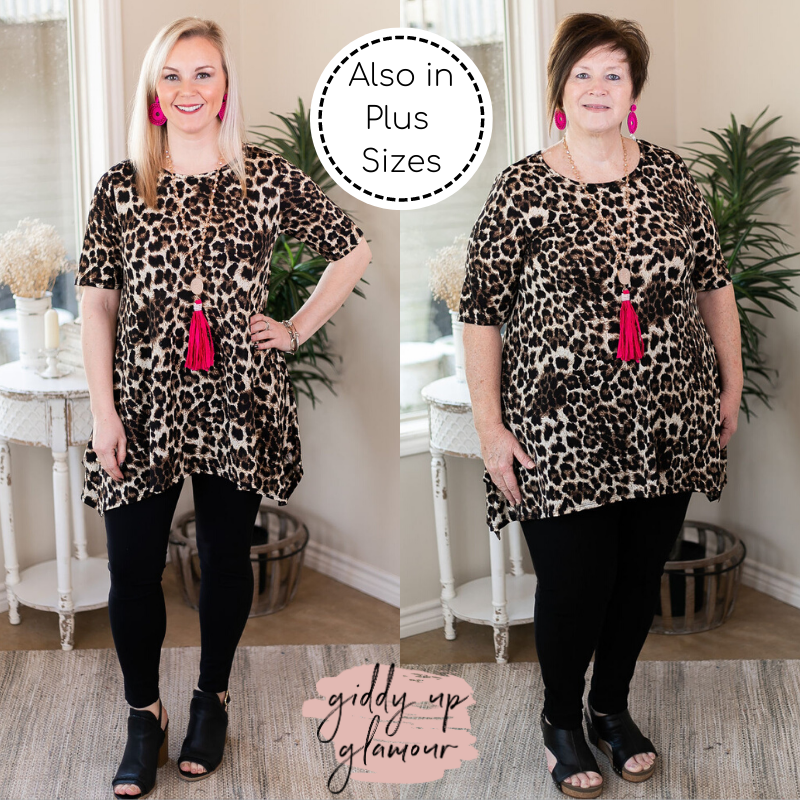 Whenever This Happens Print Handkerchief Tunic Top in Leopard