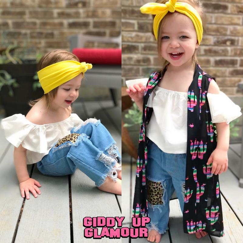 Children's Be Curious Off Shoulder Top in White - Giddy Up Glamour Boutique