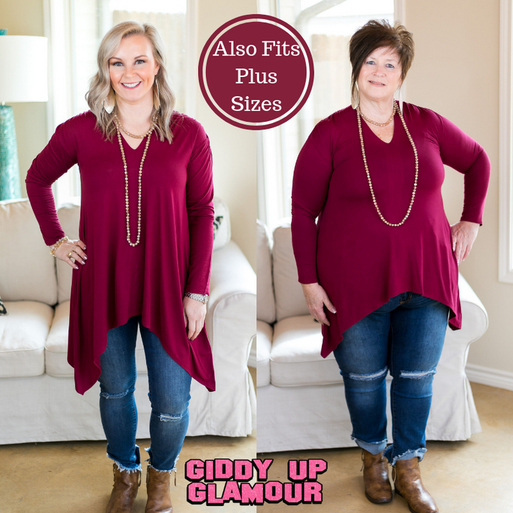 These Days Handkerchief Tunic in Maroon - Giddy Up Glamour Boutique