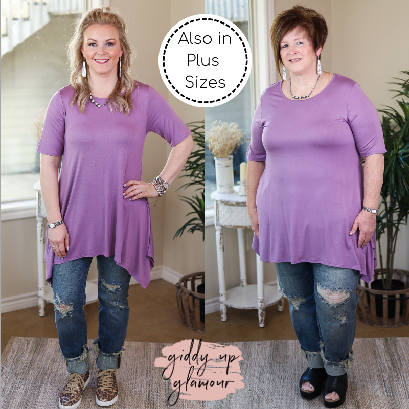 Whenever This Happens Solid Handkerchief Tunic Top in Lavender