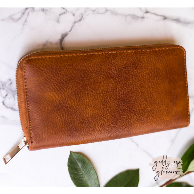 Tan Zip-Around Wallet - Giddy Up Glamour Boutique