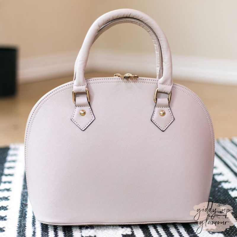 Medium Dome Satchel Purse with Two Handles in Nude - Giddy Up Glamour Boutique