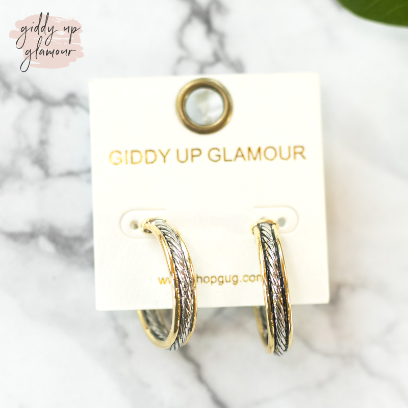 Two Toned Fashion Hoop Earrings - Giddy Up Glamour Boutique