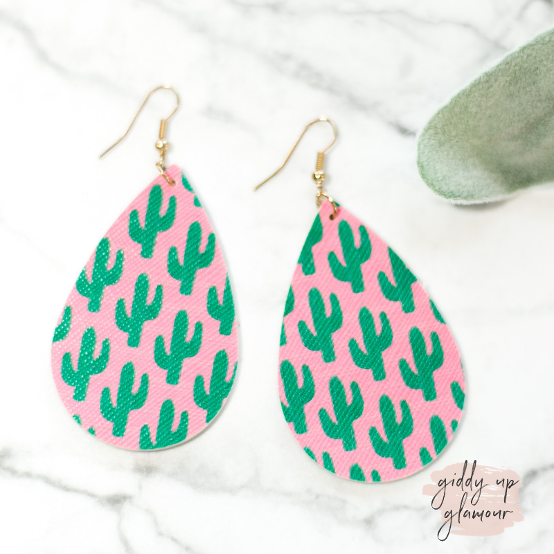 trendy womens jewelry pink green cactus soft earrings