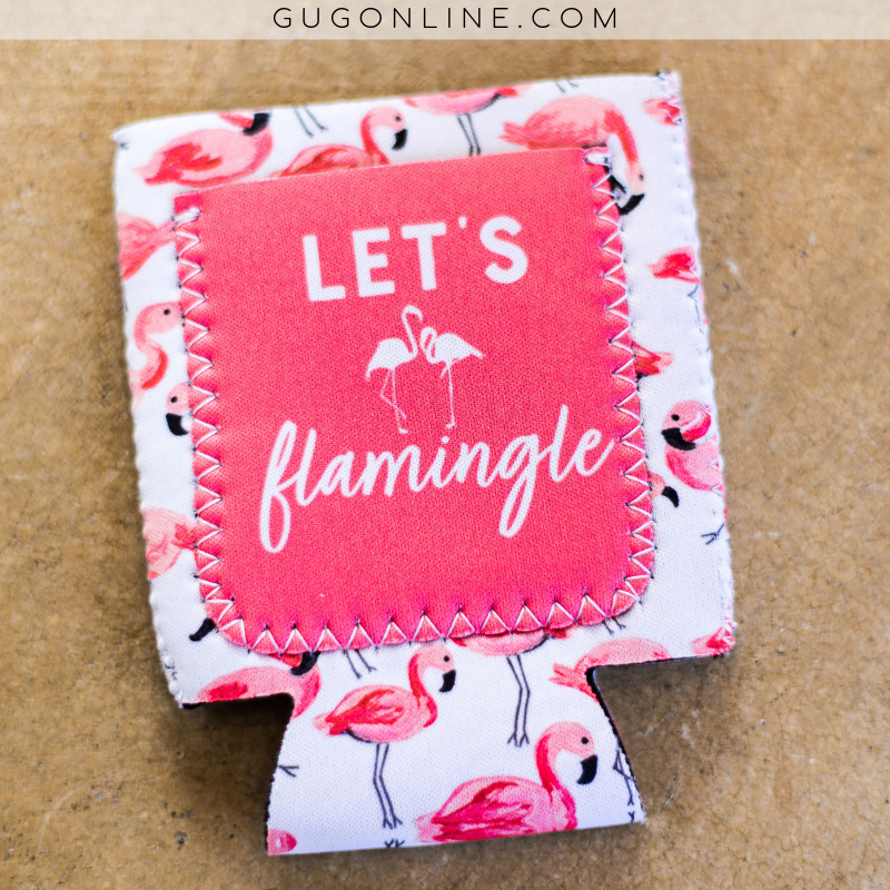 Let's Flamingle Flamingo Pocket Koozie - Giddy Up Glamour Boutique