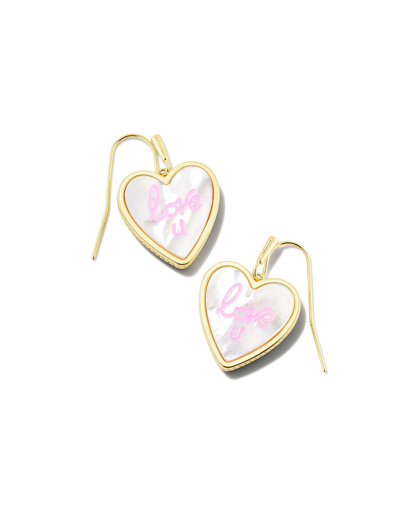 Kendra Scott | Love U Heart Gold Drop Earrings in Ivory Mother-of-Pearl - Giddy Up Glamour Boutique