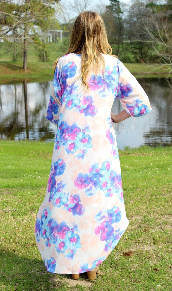 Last Chance Size S/M | The Rowan Kimono in Bright Watercolor - Giddy Up Glamour Boutique