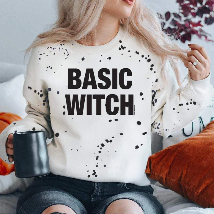 Online Exclusive| Basic Witch Long Sleeve Halloween  Graphic Sweatshirt in Black - Giddy Up Glamour Boutique