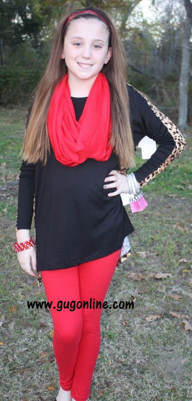 Kids Solid Color Leggings in Red - Giddy Up Glamour Boutique