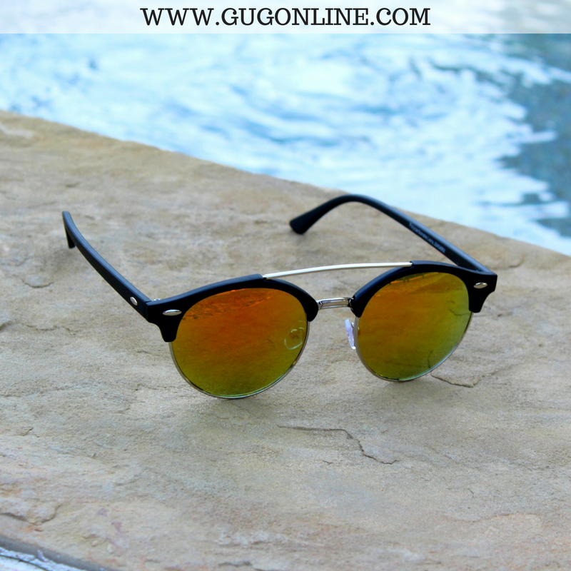 The Spencer Round Aviator Sunglasses in Orange - Giddy Up Glamour Boutique
