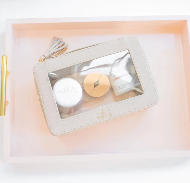 Hollis | Clear Toiletry Bag in Nude - Giddy Up Glamour Boutique