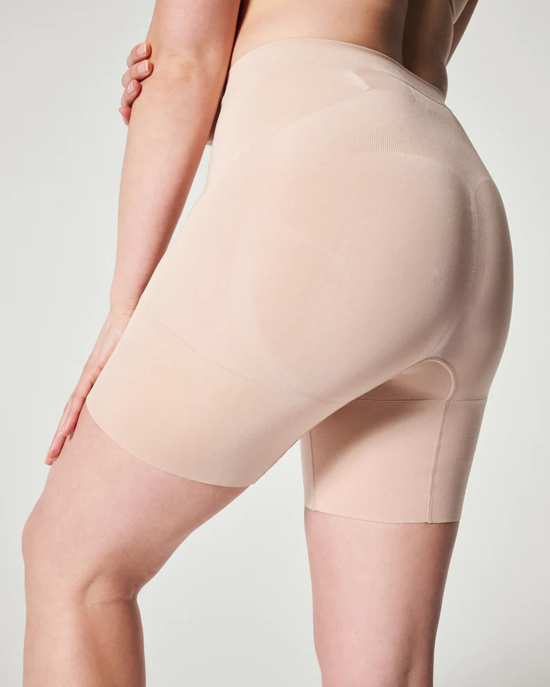 SPANX | OnCore Mid-Thigh Shorts in Soft Nude - Giddy Up Glamour Boutique