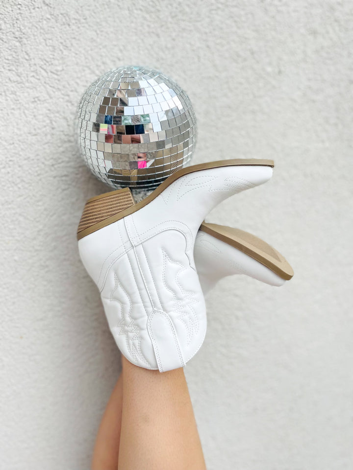 Wild and Wanted Cowgirl Ankle Booties in White - Giddy Up Glamour Boutique